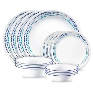 Corelle® Ocean Blues 16-piece Mugless Dinnerware Set. Service of 4